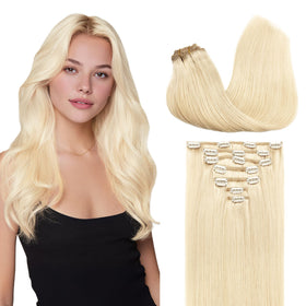 Extensions Capillaires Clip In GOO GOO 20 pouces, couleur 613R Blond Décoloré