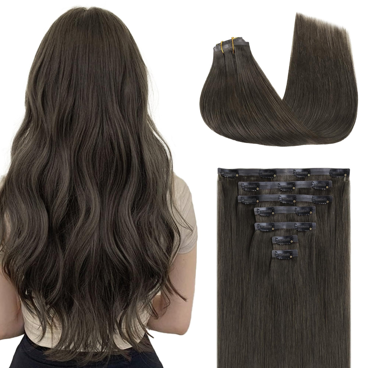 Extensions capillaires clip in GOO GOO 20 pouces couleur brun mocha