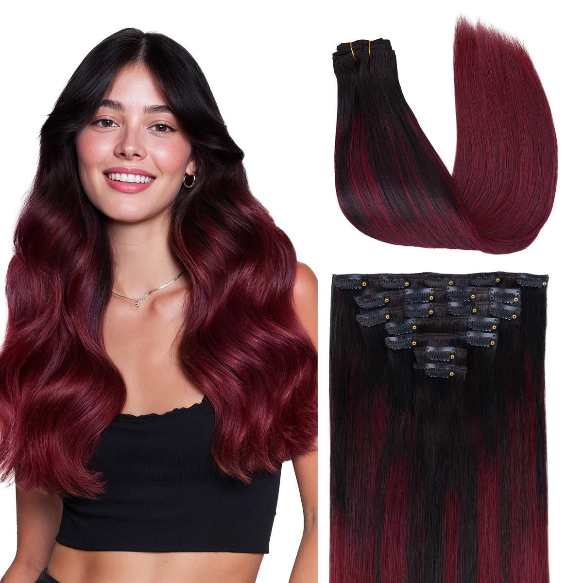 Extensions capillaires clip-in GOO GOO 20 pouces couleur Cherry Cola