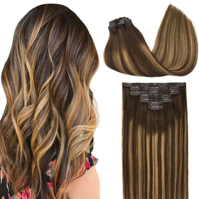 Extensions capillaires clip-in GOO GOO 24 pouces couleur chocolat caramel