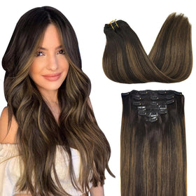 Extensions capillaires clip-in GOO GOO cheveux humains réels 16 pouces