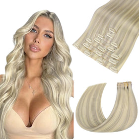 Extensions capillaires clip-in hotbanana 20 pouces avec mèches blondes