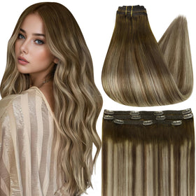 Extensions capillaires clip-in Ombre Full Shine 12 pouces vue de face