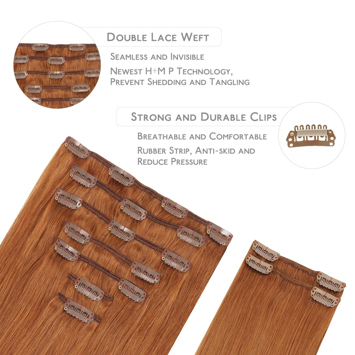 Extensions capillaires clip in Wennalife avec clips en acier inoxydable