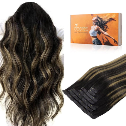 Extensions capillaires DOORES clip-in 7 pièces en cheveux humains
