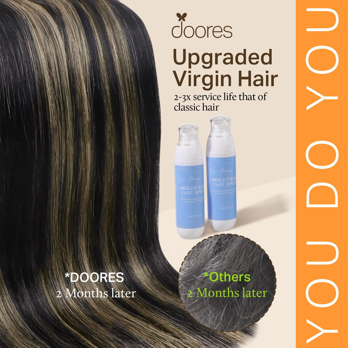 Extensions capillaires DOORES en cheveux humains, installation rapide