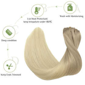 Extensions capillaires DOORES en couleur balayage sous lumière naturelle