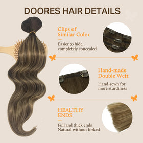 Extensions capillaires DOORES en paquet, dimensions 14,8 × 10,4 × 3,5 cm