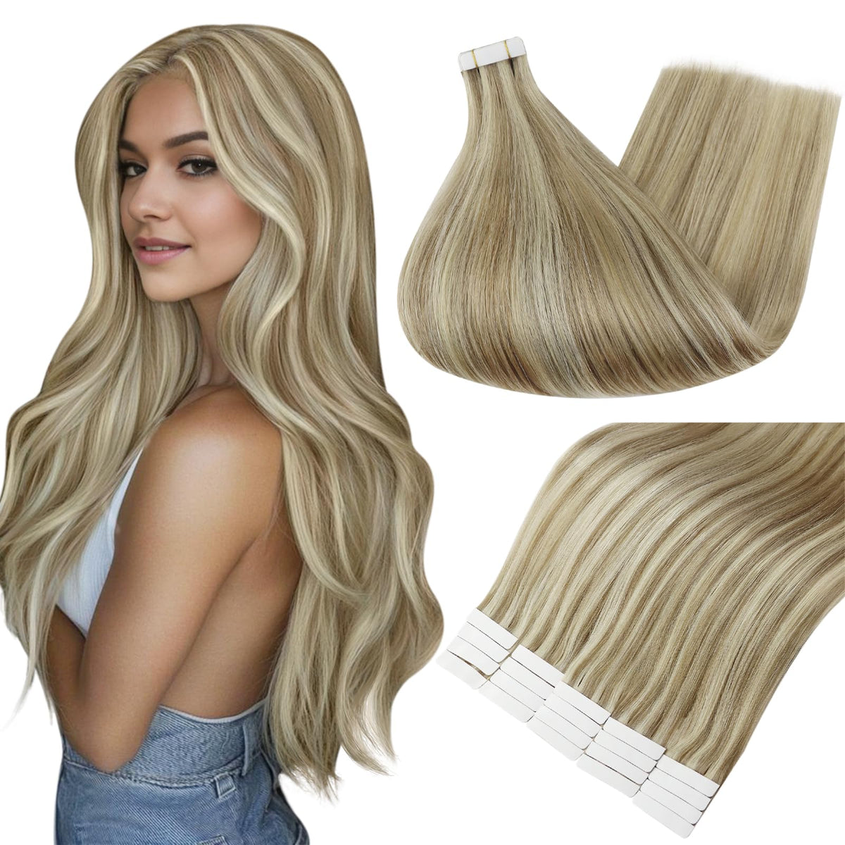 Extensions capillaires Fshine 18 pouces blond cendré vue avant