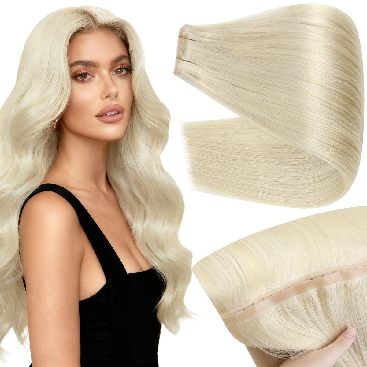 Extensions capillaires Full Shine 28 pouces blond platine, vue de face