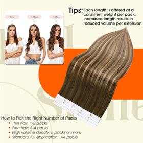 Extensions capillaires Full Shine en brun blond posées sur un fond neutre