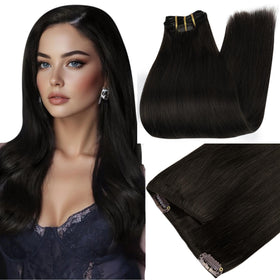 Extensions capillaires Full Shine noires de 20 pouces, vue de l'avant