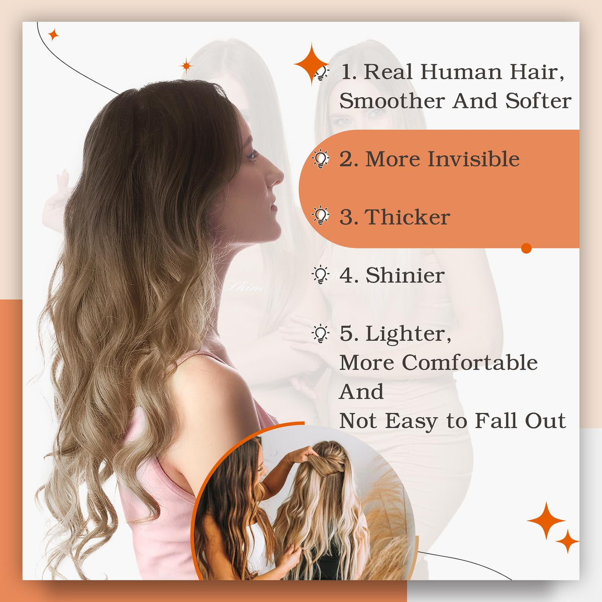 Extensions capillaires Full Shine sur fond blanc
