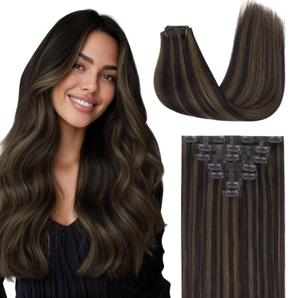 Extensions capillaires GOO GOO 18 pouces en cheveux réels, couleur brun foncé