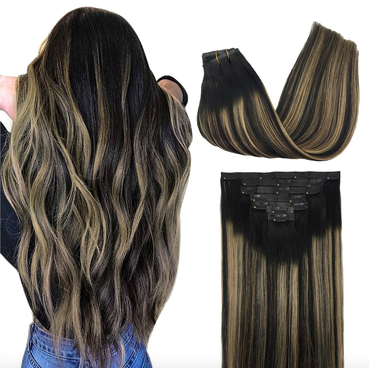 Extensions capillaires GOO GOO 22 pouces couleur #1B/6/1B vue de face