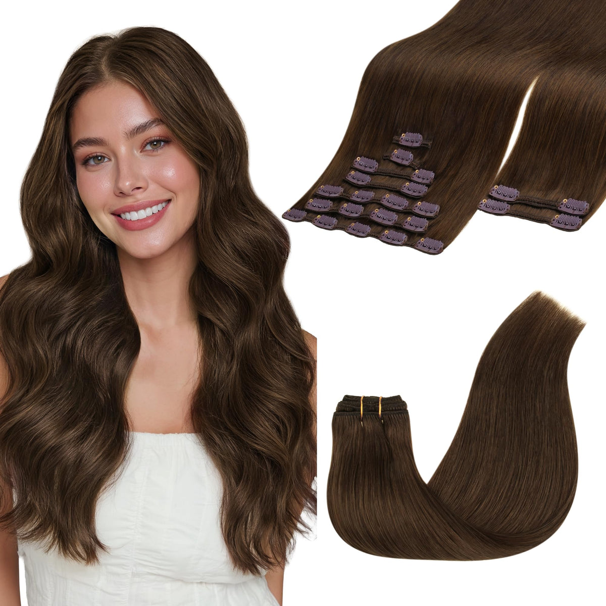 Extensions capillaires GOO GOO 22 pouces en cheveux humains marron clair