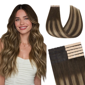 Extensions capillaires GOO GOO adhésives en cheveux humains Remy vue de face