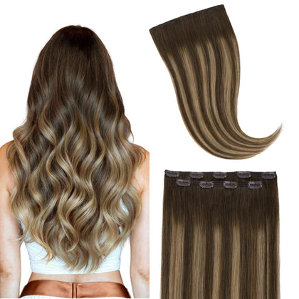 Extensions capillaires GOO GOO clip-in 20 pouces couleur #4/27/4 vue de face