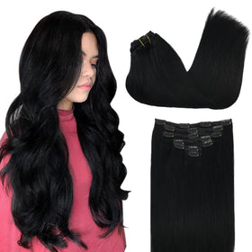 Extensions capillaires GOO GOO clip in cheveux humains 24 pouces noir