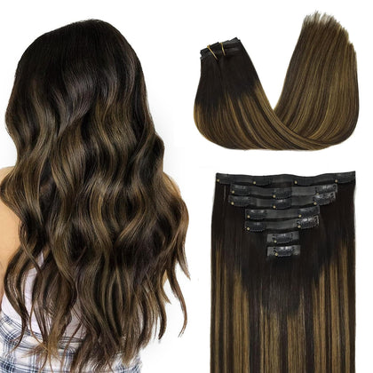 Extensions capillaires GOO GOO clip-in en cheveux humains 16 pouces 130g