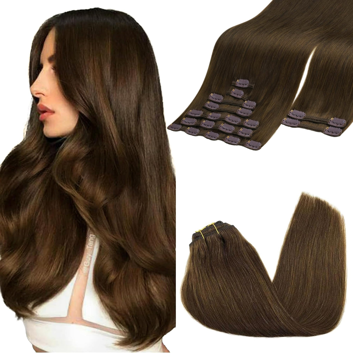 Extensions capillaires GOO GOO en cheveux humains 22 pouces couleur chocolat brun