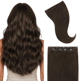 Extensions capillaires GOO GOO en cheveux humains 24 pouces châtain clair vue de face