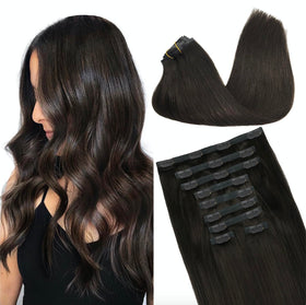 Extensions capillaires GOO GOO en cheveux humains marron foncé, 22 pouces