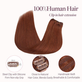 Extensions capillaires GOO GOO en cheveux humains présentées sur un fond neutre