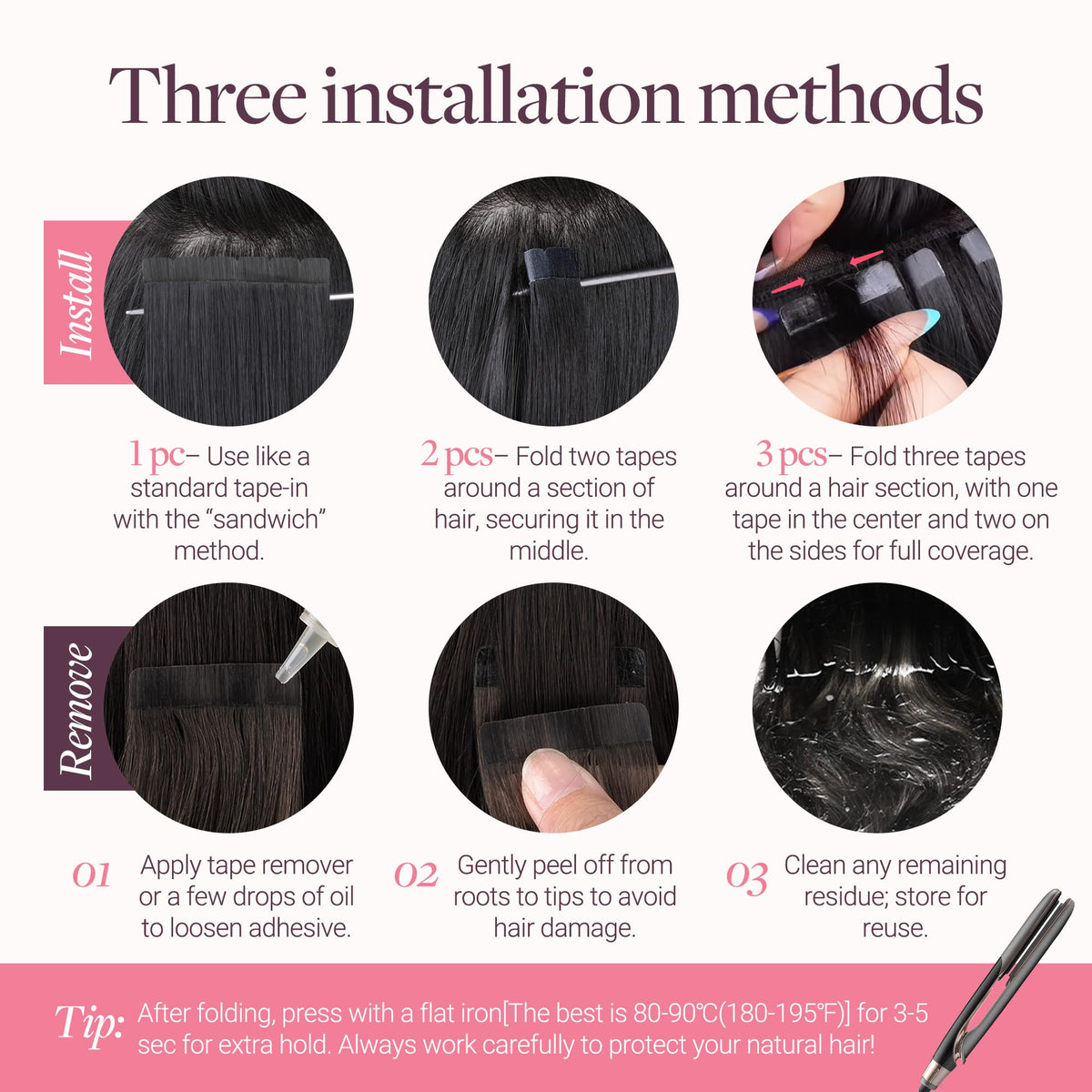 Extensions capillaires GOO GOO en cheveux humains Remy avec un style lisse