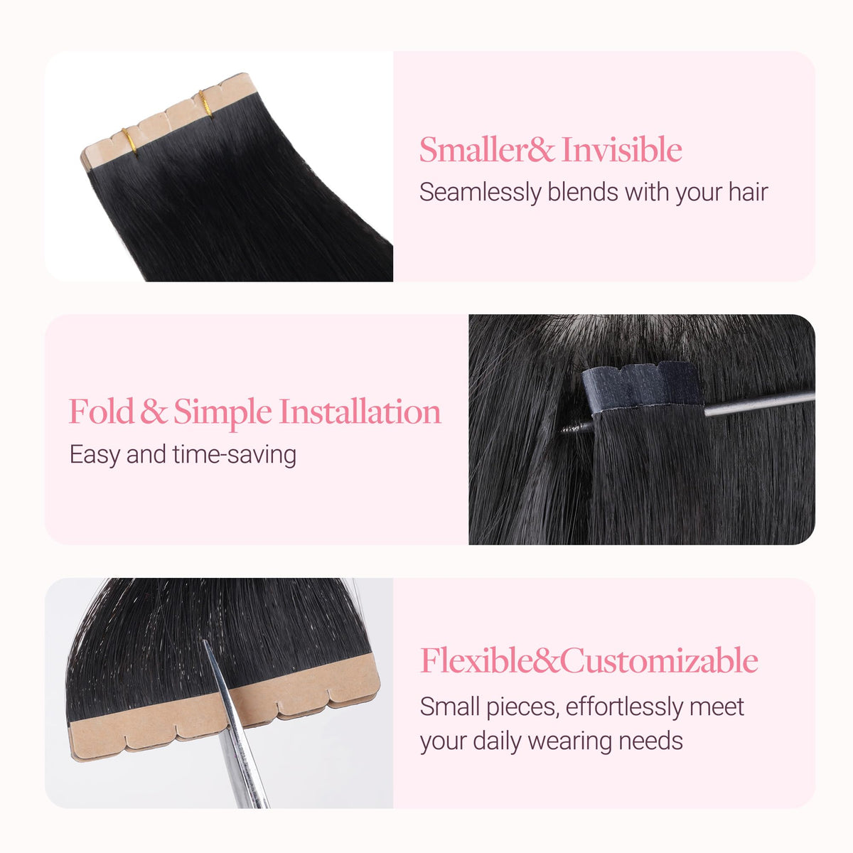 Extensions capillaires GOO GOO en cheveux humains Remy posées sur une table