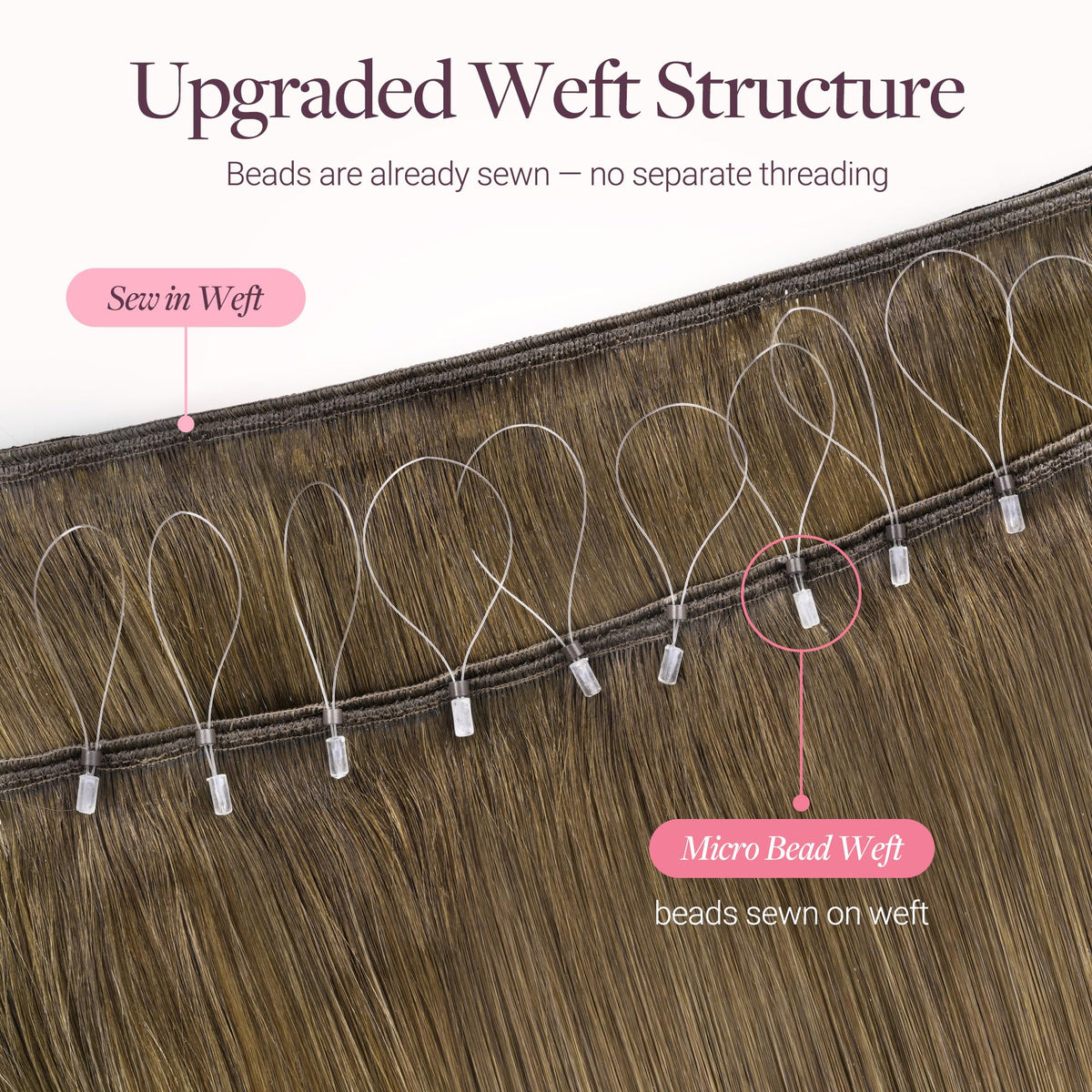 Extensions capillaires GOO GOO en cheveux humains sur fond neutre