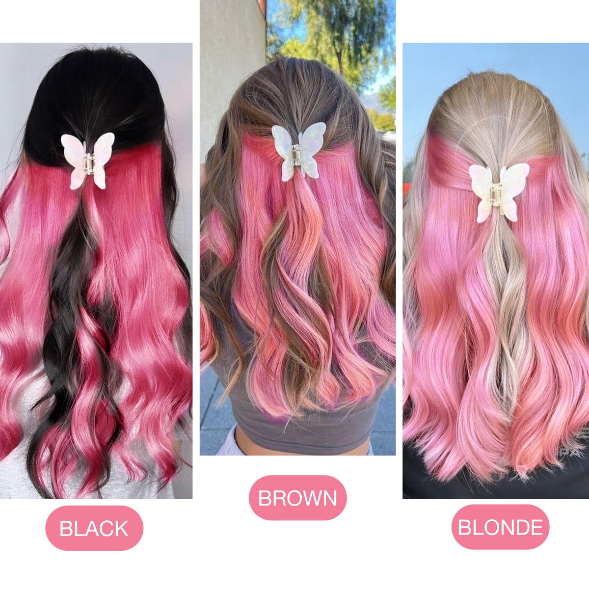 Extensions capillaires GOO GOO en rose pêche sur fond blanc