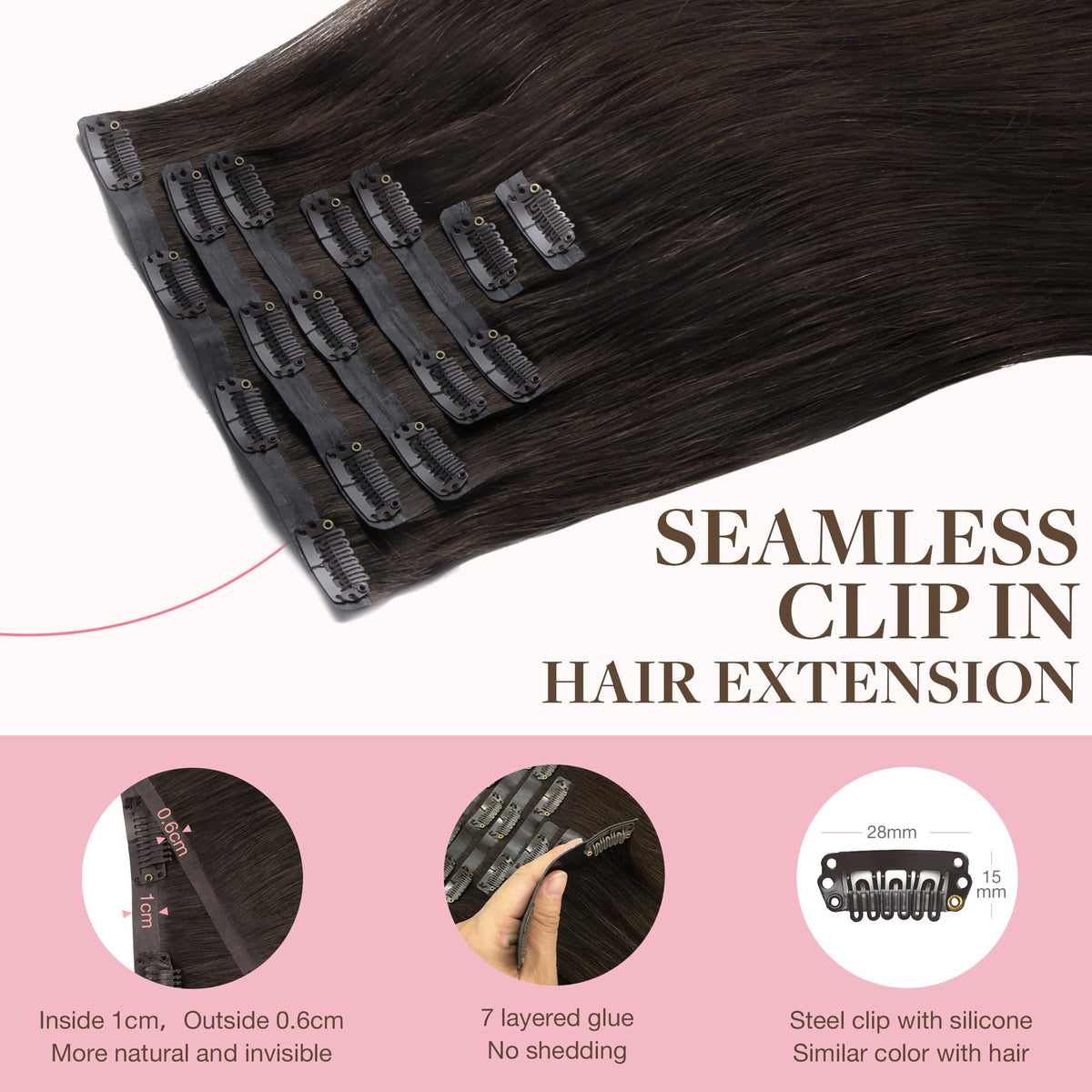 Extensions capillaires GOO GOO montrant la texture des cheveux humains
