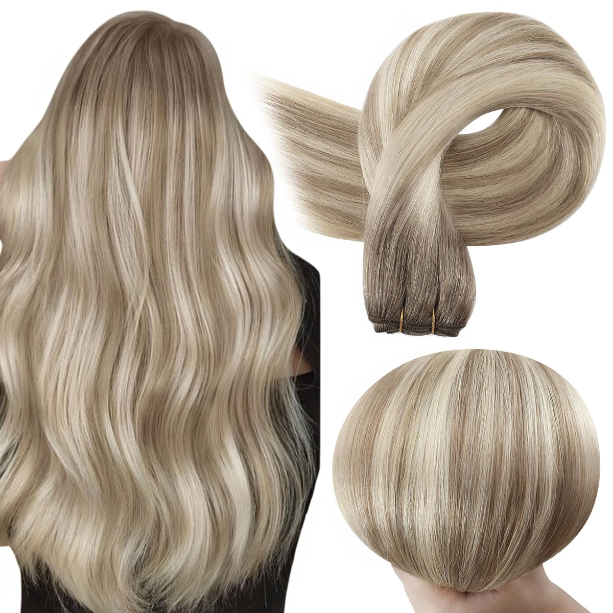 Extensions capillaires invisibles Full Shine 22 pouces, couleur noire