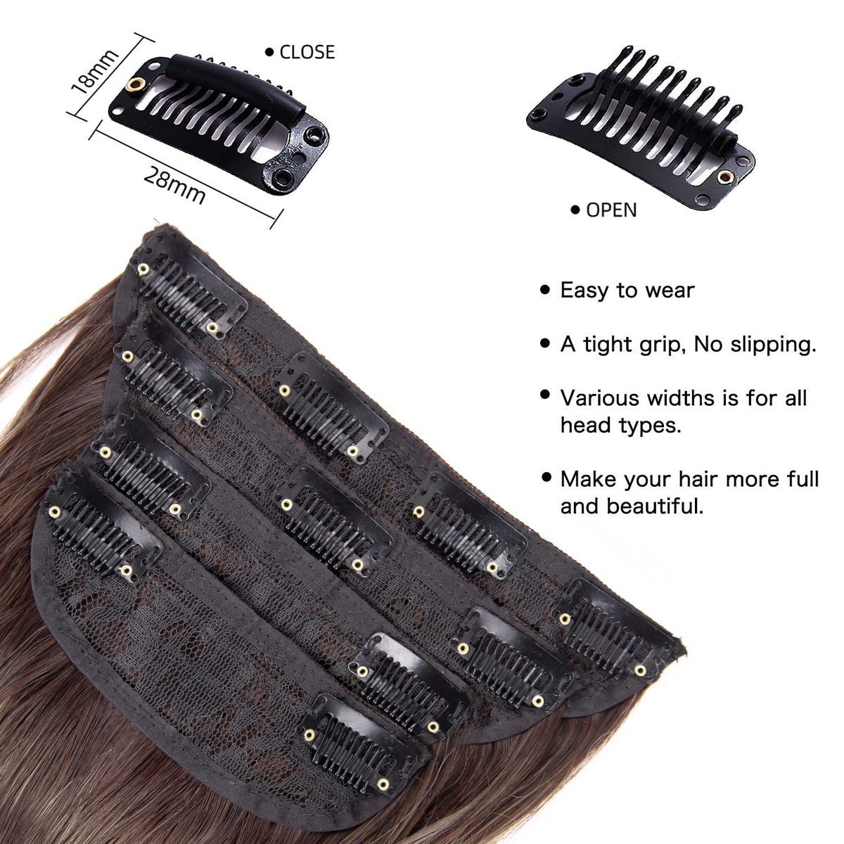 Extensions capillaires LEEONS en position avec spray de brillance