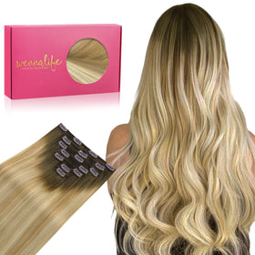 Extensions capillaires Wennalife 16 pouces en balayage châtain clair à blond