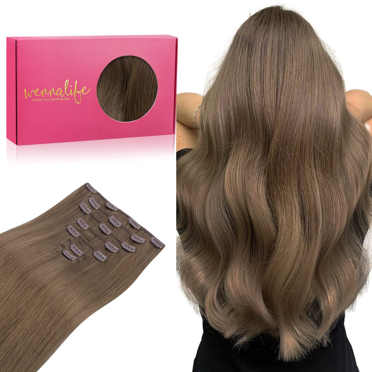 Extensions capillaires Wennalife châtain clair cendré en paquet