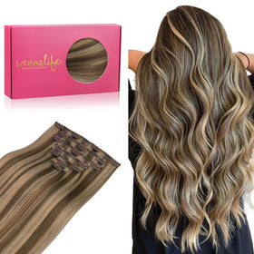 Extensions capillaires Wennalife clip in 16 pouces marron chocolat à caramel