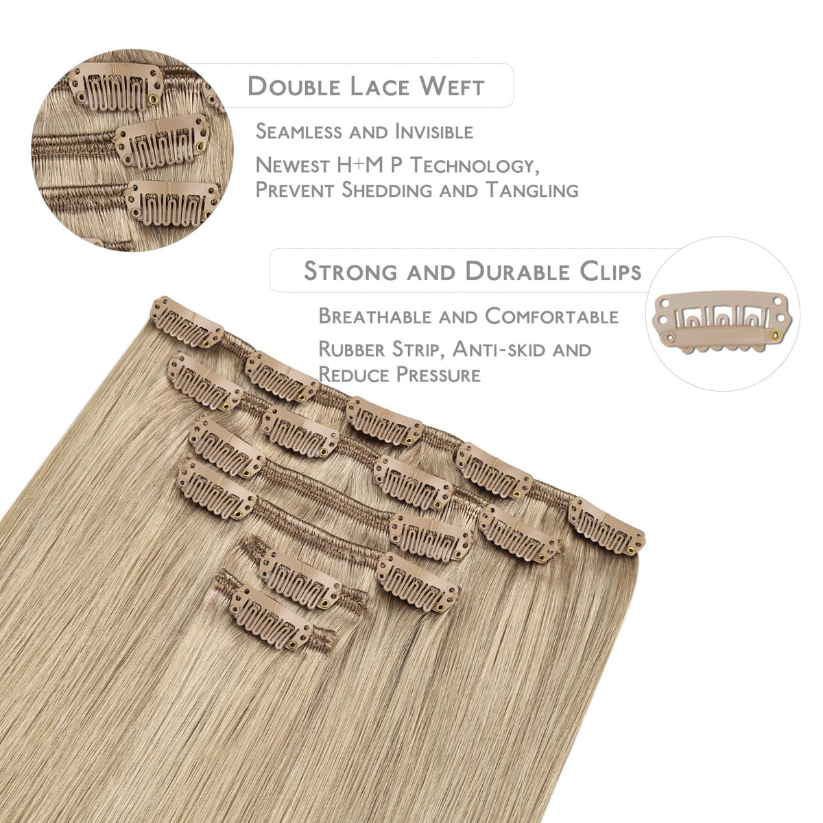 Extensions capillaires Wennalife en cheveux humains sur fond clair