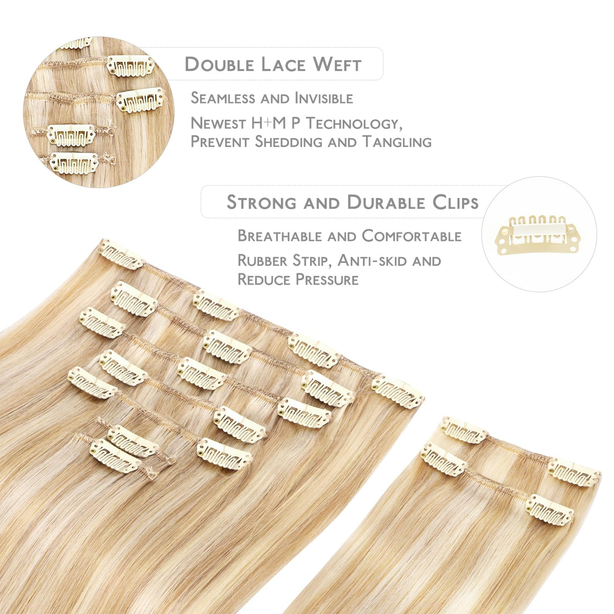 Extensions capillaires Wennalife en cheveux humains, vue de près