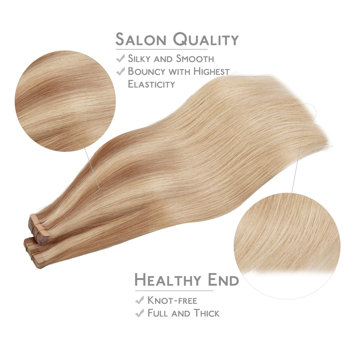 Extensions capillaires Wennalife montrant la texture droite