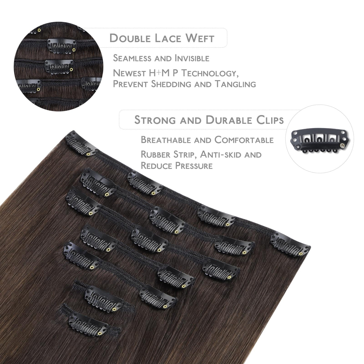 Extensions capillaires Wennalife montrant la texture soyeuse
