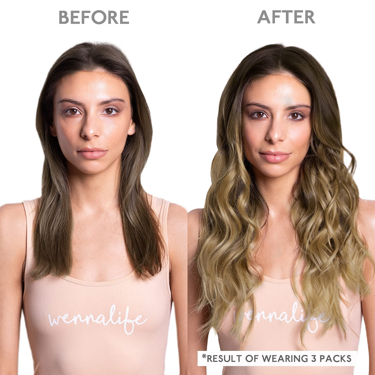 Extensions capillaires Wennalife montrant leur texture soyeuse