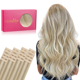 Extensions capillaires Wennalife Ombre Blond Cendré à Blond Doré, paquet avant