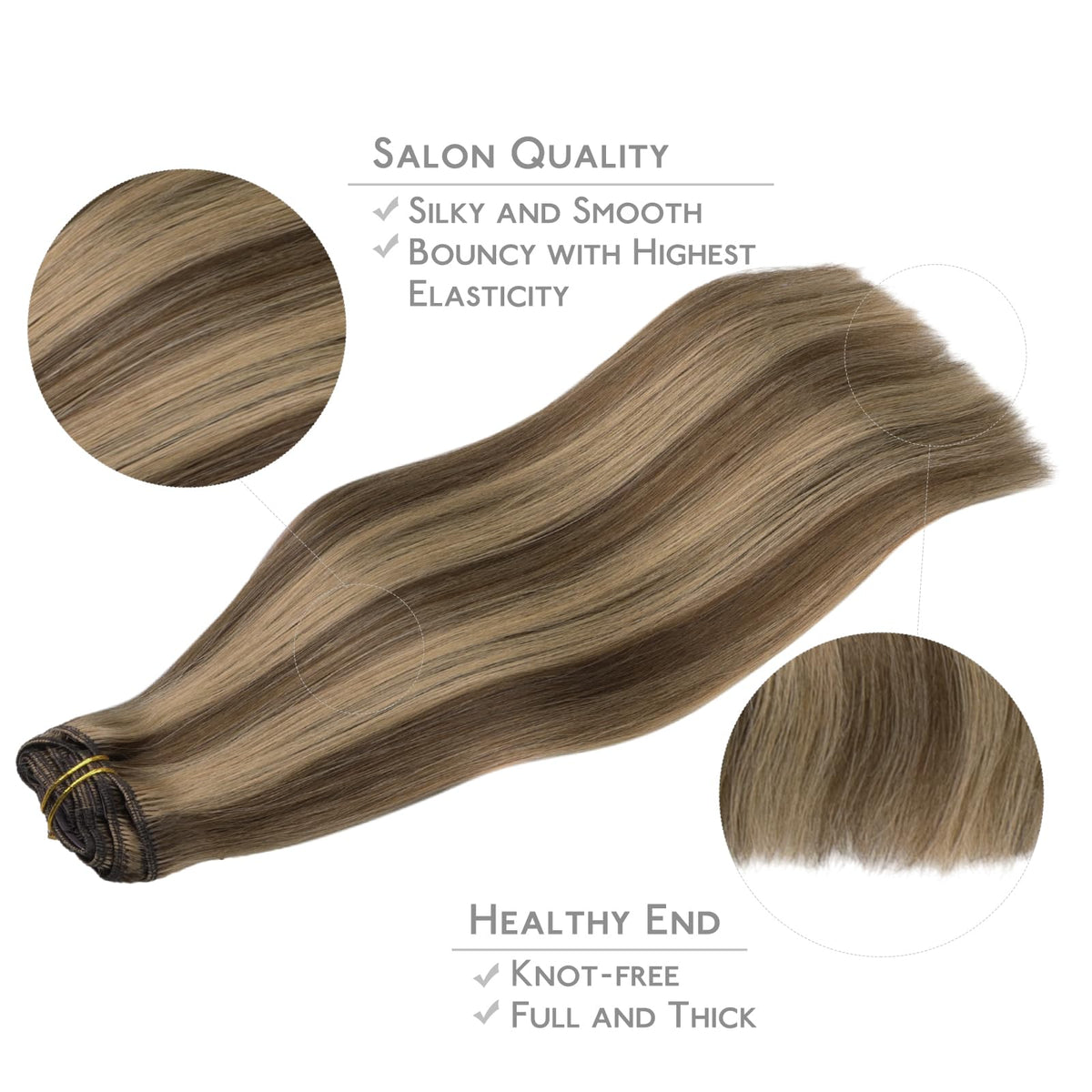 Extensions capillaires Wennalife portées par une modèle