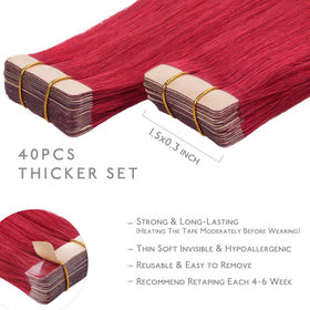 Extensions capillaires Wennalife rouges portées sur cheveux longs
