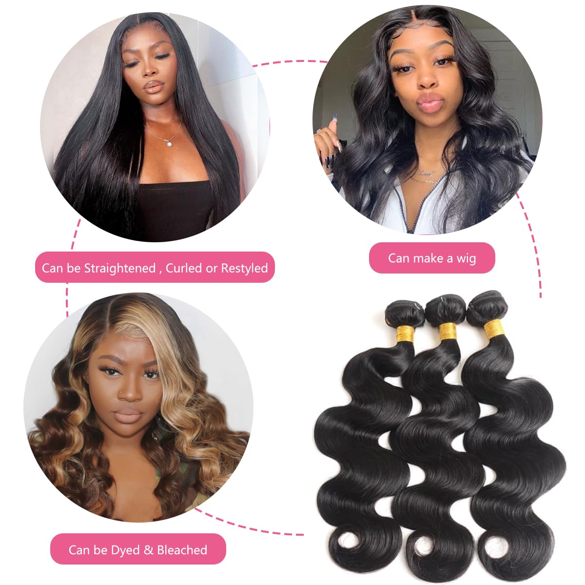 Extensions cheveux brésiliens vierges Smoothair en style bouclé