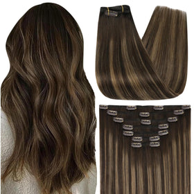 Extensions cheveux clip-in balayage Full Shine modèle #2/8/2 vue avant