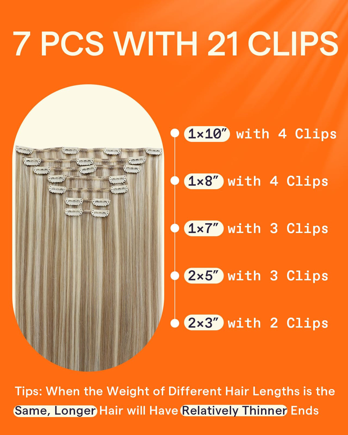 Extensions cheveux clip-in Full Shine montrant la conception à double trame