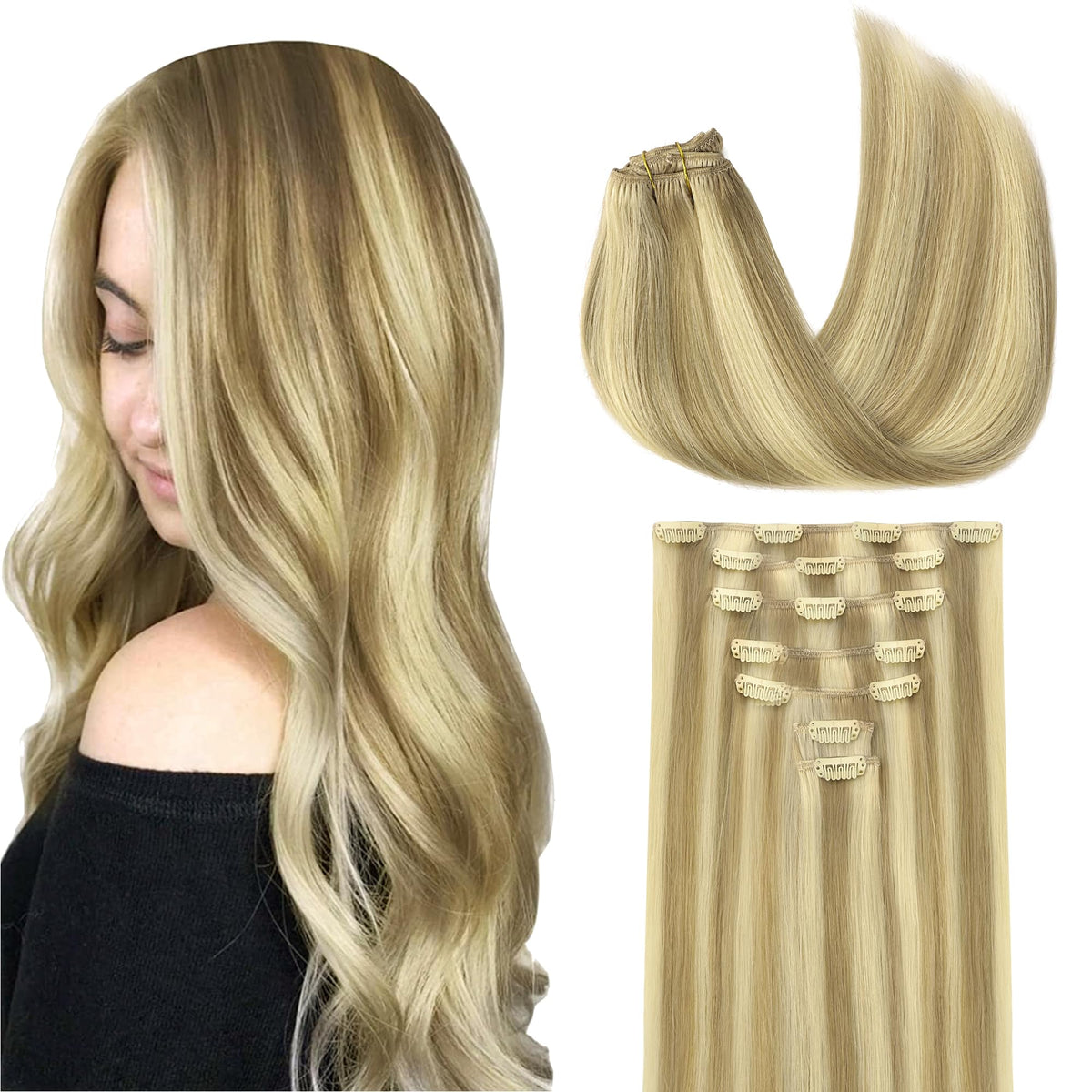 Extensions Cheveux Clip-in GOO GOO 12inch couleur Blond Clair vue avant